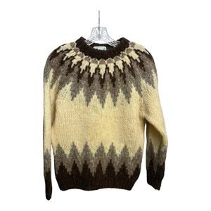 Vintage Deans Of Scotland Hand Knit Icelandic Wool Sweater Pullover FairIsle M